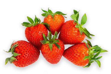 Red fresh ripe delicious strawberry with green leaf