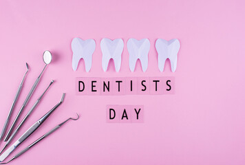 World dentists day concept with stomatology tools