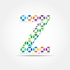 Letter Z logo design. Dots logo, dotted shape logotype vector design. Colorful Z letter logo in a flower alphabet style