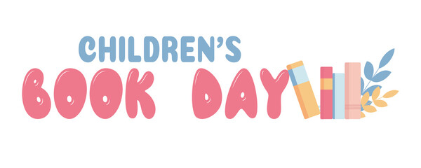 children's book day.Children's reading. Colorful book covers. Banner for library, bookstore