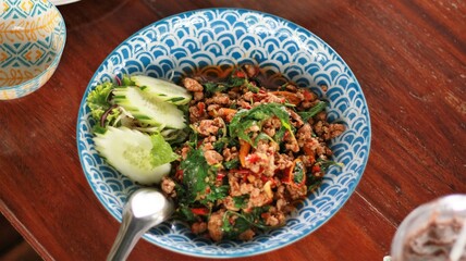 Basil with Minced Pork and Fried Egg on Rice