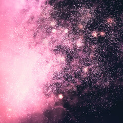 Colorful closeup fireworks light up the sky