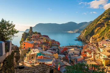 Poster Vernazza, La Spezia, Ligurië, Italië in de regio Cinque Terre © SeanPavonePhoto