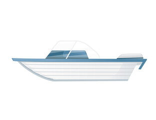 Wooden boat with gas engine vector illustration on white background