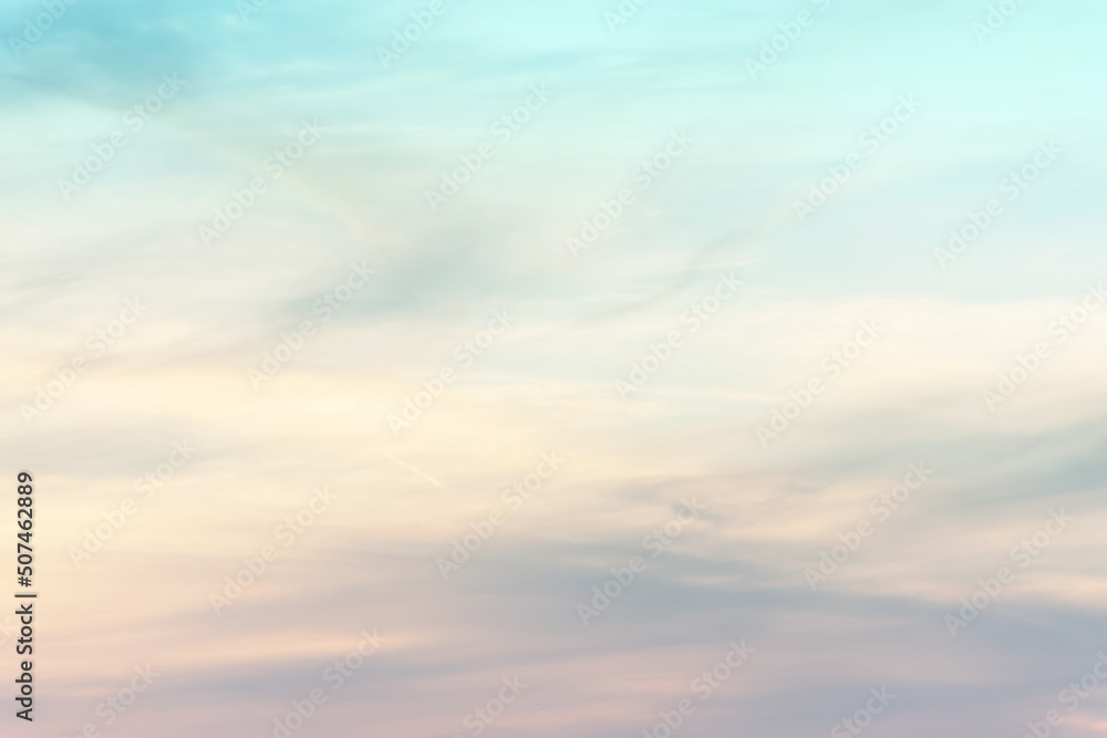 Canvas Prints sunset background. sky with soft and blur pastel colored clouds. gradient cloud on the beach resort.