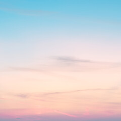 sunset background. sky with soft and blur pastel colored clouds. gradient cloud on the beach resort. nature. sunrise.  peaceful morning. Instagram toned style