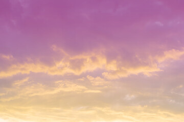 sunset background. sky with soft and blur pastel colored clouds.  gradient cloud on the beach resort. nature. sunrise.  peaceful morning. Instagram toned style