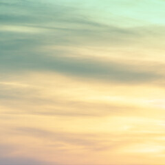 sunset background. sky with soft and blur pastel colored clouds. gradient cloud on the beach resort. nature. sunrise.  peaceful morning. Instagram toned style