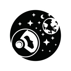 Astronaut logo icon. Astronauts look at the earth vector template