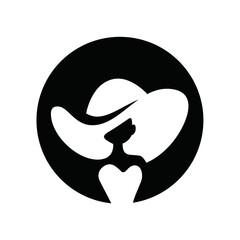 Silhouette lady vector icon. Women vector icon