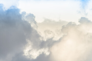 Twilight sky with effect of light pastel colors. Colorful sunset of soft clouds.