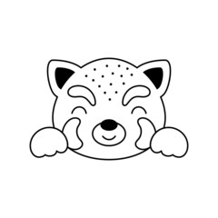Cute red panda head in Scandinavian style. Animal face for kids t-shirts, wear, nursery decoration, greeting cards, invitations, poster, house interior. Vector stock illustration