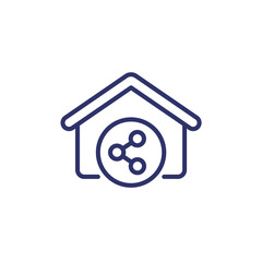 House share line icon on white