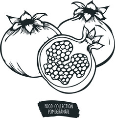 collection of food, pomegranate ingredients