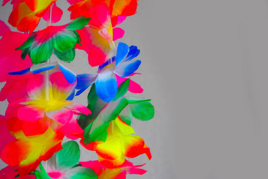 fragment of a bright lei for a Hawaiian party 