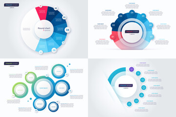 Set of seven option circle infographic design templates. Vector illustration