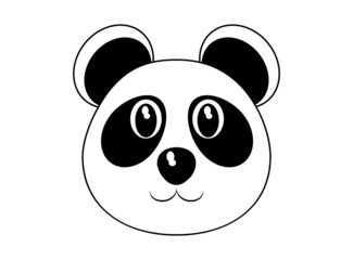 Cute panda bear face cartoon isolated on white, vector illustration