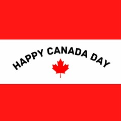 Canada Day  Illustration. Happy Canada Day Holiday Invitation Design. Red Leaf Isolated on a white background. Greeting card  calligraphy lettering.