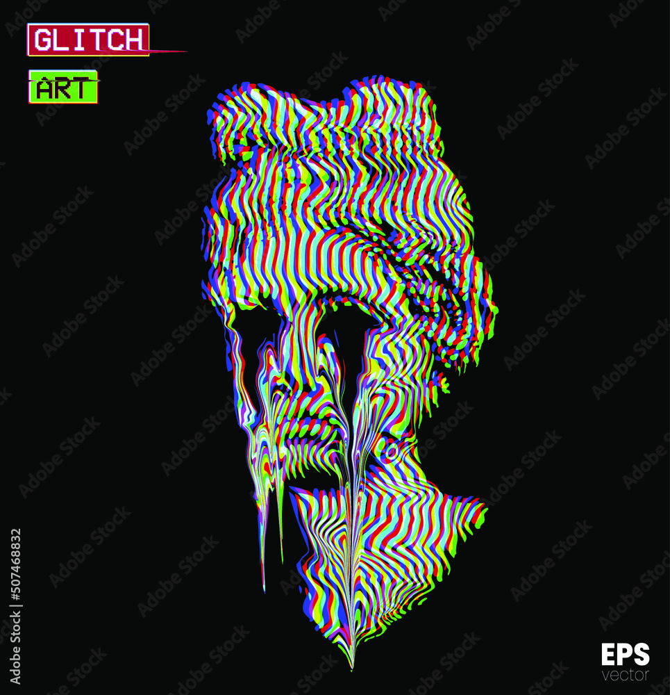Aufkleber glitch art. vector rgb color mode offset striped and glitched pattern illustration from 3d rendering