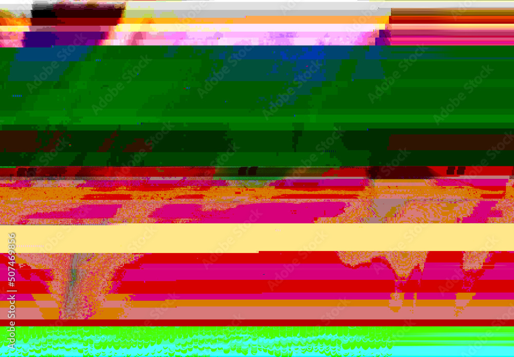 Aufkleber abstract corrupted graphics and psychedelic colors unique digital generated glitch art texture of no
