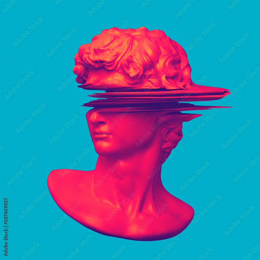 Poster glitch art psychedelic colors illustration concept from 3d rendering of corrupted graphics error def