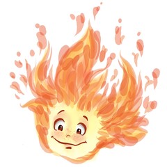 Cartoon character of fire is for book illustration, cards