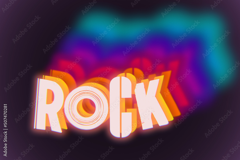 Aufkleber rock. abstract concept colorful typography design illustration in the 80s and 90s synthwave style de