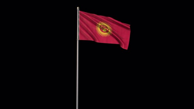 Kyrgyzstan flag, 4k video background is transparent