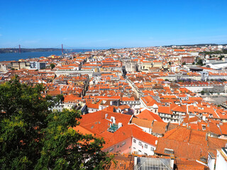 Fototapeta na wymiar Aerial Panorama of Lisbon in Portugal 