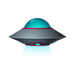 Flying saucer emoji ufo, isolated background, vector illustration