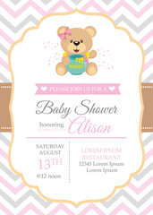 Baby shower card with cute bear