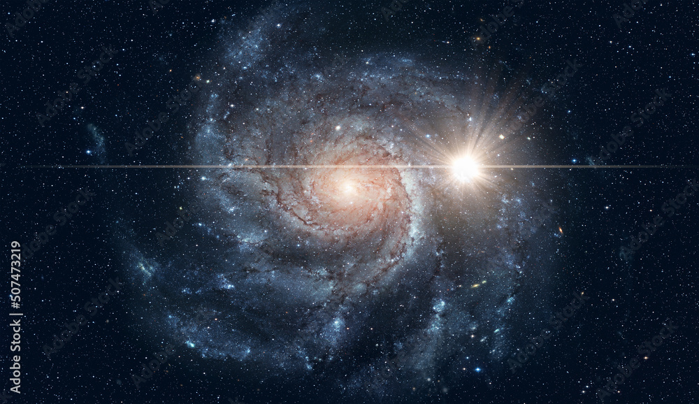 Poster supernova explosion in the center of galaxy 