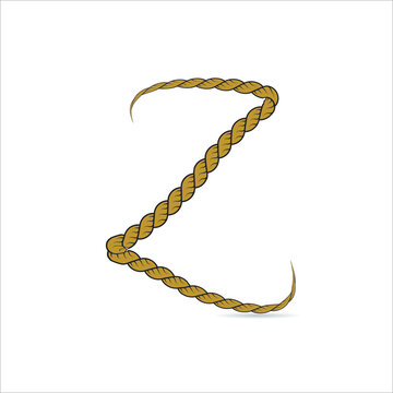 Z Letter Logo concept Illustration of hand-drawn capital letters alphabet in rope style on white background