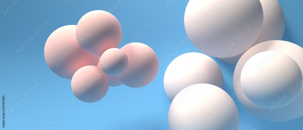 Poster 3d render design of floating sphere background