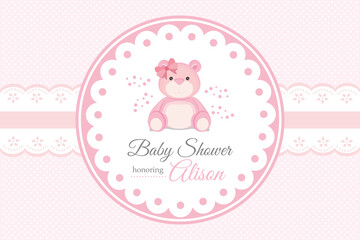 Obraz na płótnie Canvas baby shower backdrop with pink bear