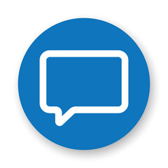 Message flat icon. White glyph on blue background. Best for print, business cards, mobile apps, social media and web design.