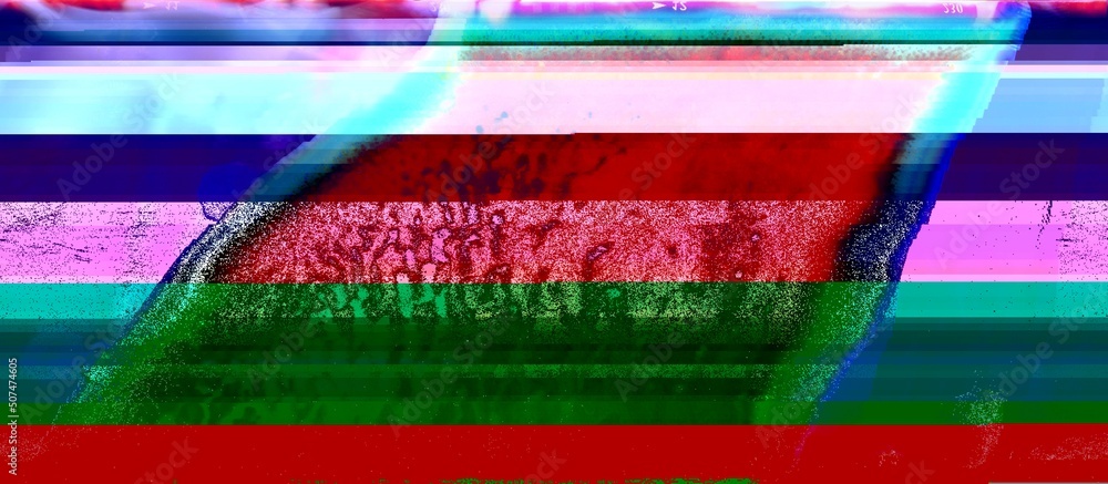 Aufkleber abstract corrupted graphics and psychedelic colors unique digital generated glitch art texture of no