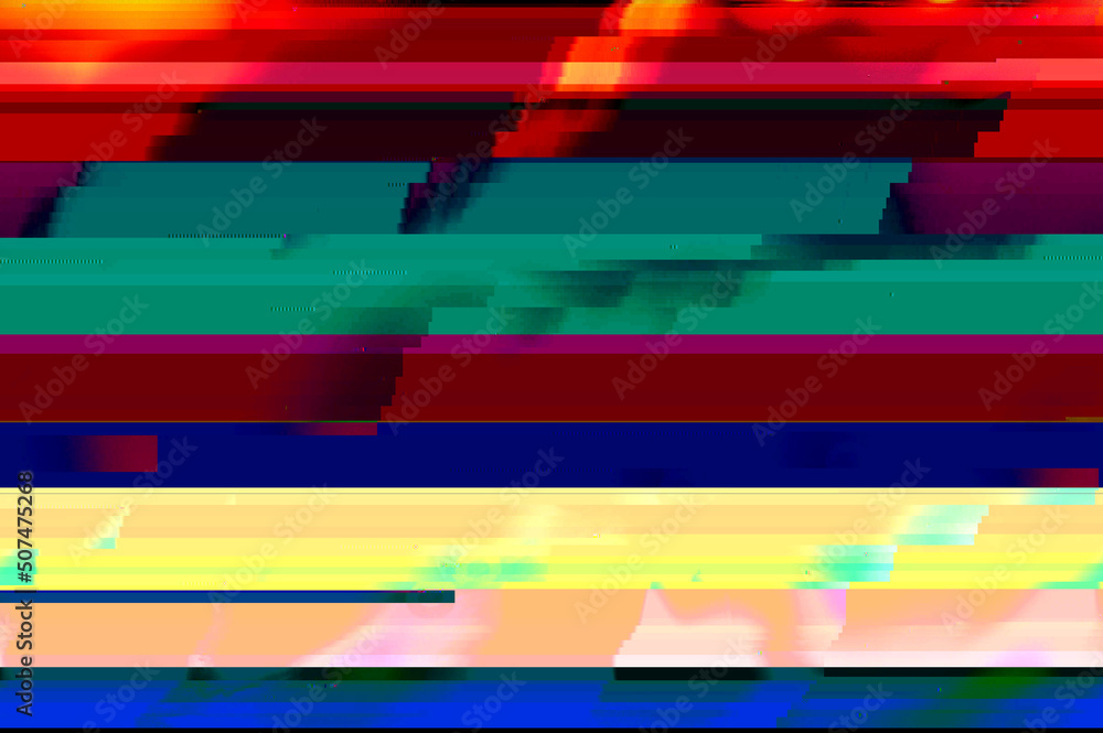 Aufkleber abstract corrupted graphics and psychedelic colors unique digital generated glitch art texture of no