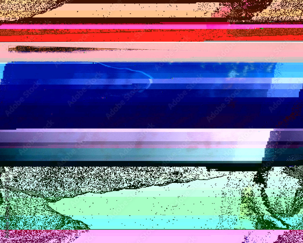 Aufkleber abstract corrupted graphics and psychedelic colors unique digital generated glitch art texture of no