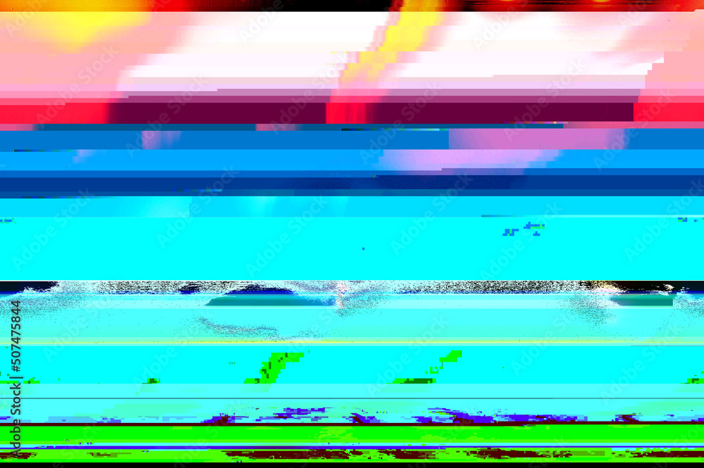 Aufkleber abstract corrupted graphics and psychedelic colors unique digital generated glitch art texture of no
