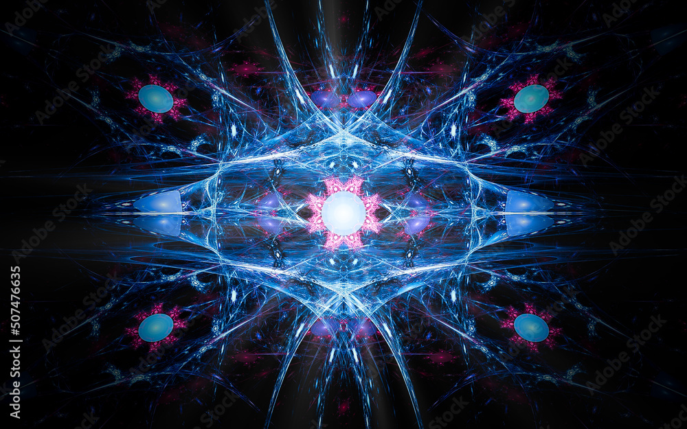 Leinwandbilder digital illustration abstract image generated fractal background image portal pattern of various geometric shapes and lines of various colors for computer graphics or web design