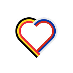 unity concept. heart ribbon icon of belgium and russia flags. vector illustration isolated on white background