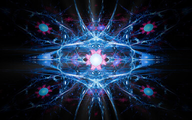 digital illustration abstract image generated fractal background image portal pattern of various geometric shapes and lines of various colors for computer graphics or web design