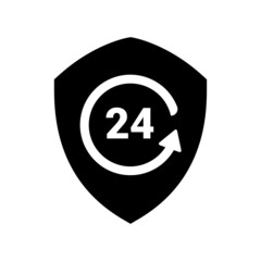 The sign of a shield with text 24. Isolated Vector Illustration.