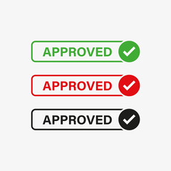 approved label banner with checkmark icon button. accepted button with checkbox frame tick icon, check mark sign - line outline frames