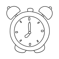 alarm clock hand drawn illustration, back to school concept