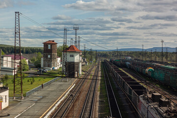 railway station Goroblagodatskaya, Ural, Sverdlovsk region.
железнодорожная станция Гороблагодатская, Урал, Свердловская область.