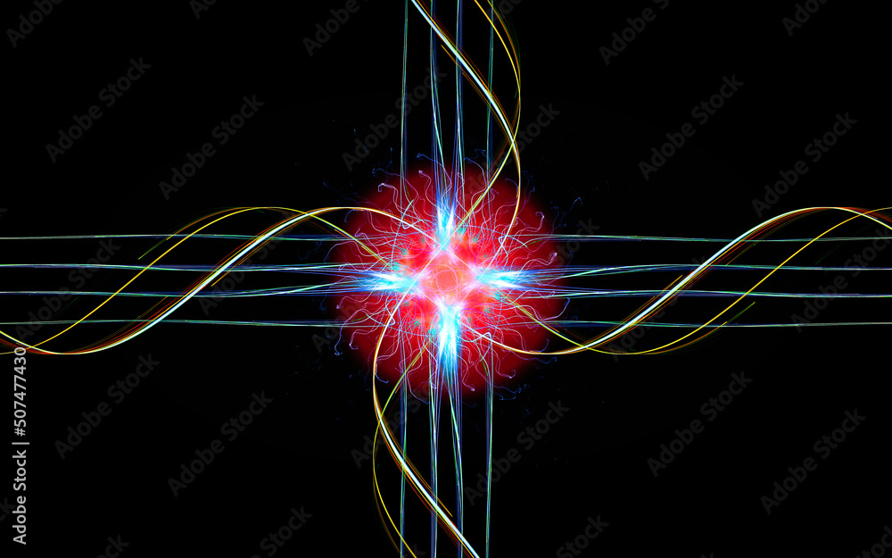 Leinwandbilder digital illustration abstract image generated fractal background image portal pattern of various geometric shapes and lines of various colors for computer graphics or web design