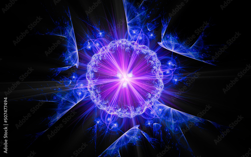 Leinwandbilder digital illustration abstract image generated fractal background image portal pattern of various geometric shapes and lines of various colors for computer graphics or web design