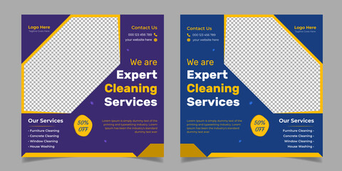 Expert Cleaning Service Corporate Business Square Flyer Social Media Post Template Design